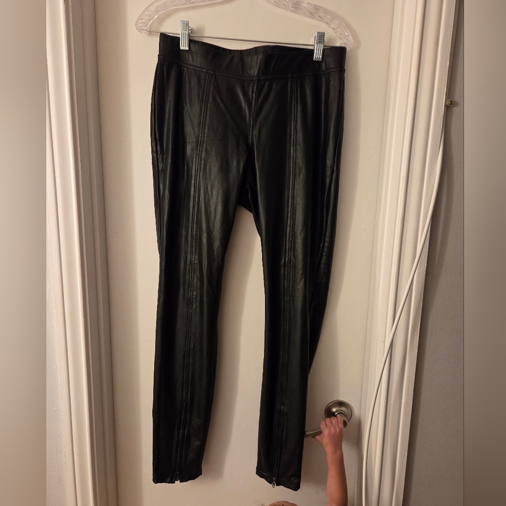 HUE Black Faux Leather Leggings